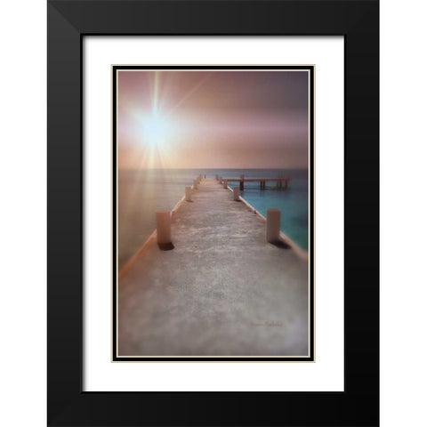 Pier Sunset Black Modern Wood Framed Art Print with Double Matting by Murdock, Ramona