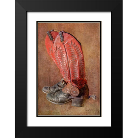 His Workin Boots Black Modern Wood Framed Art Print with Double Matting by Murdock, Ramona
