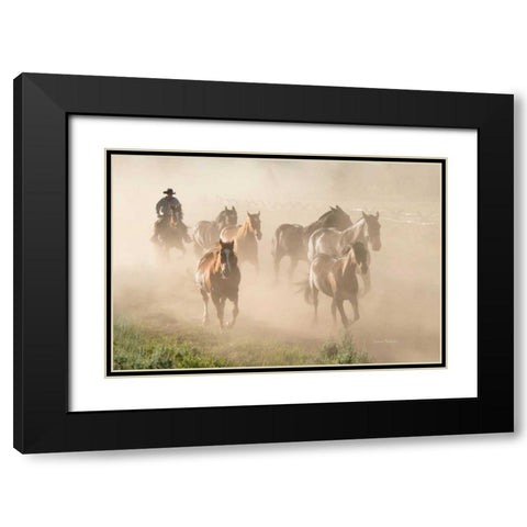 Ranch Horses Black Modern Wood Framed Art Print with Double Matting by Murdock, Ramona