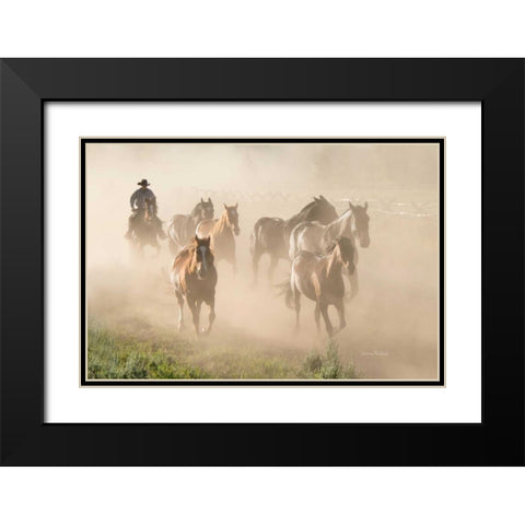Ranch Horses Black Modern Wood Framed Art Print with Double Matting by Murdock, Ramona