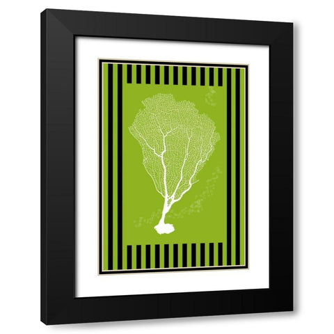 Cora Green Stripe Black Modern Wood Framed Art Print with Double Matting by Murdock, Ramona