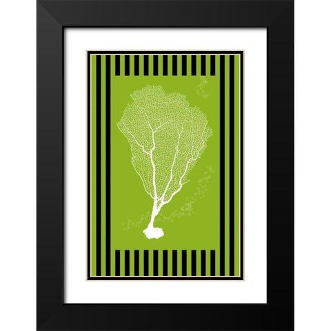 Cora Green Stripe Black Modern Wood Framed Art Print with Double Matting by Murdock, Ramona