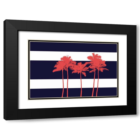 Indigo Stripe Palms I Black Modern Wood Framed Art Print with Double Matting by Murdock, Ramona