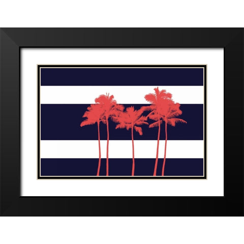 Indigo Stripe Palms I Black Modern Wood Framed Art Print with Double Matting by Murdock, Ramona