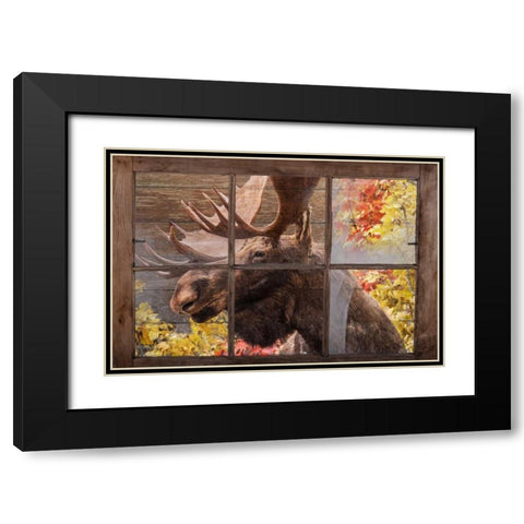 Theres a Moose at the Window Black Modern Wood Framed Art Print with Double Matting by Murdock, Ramona