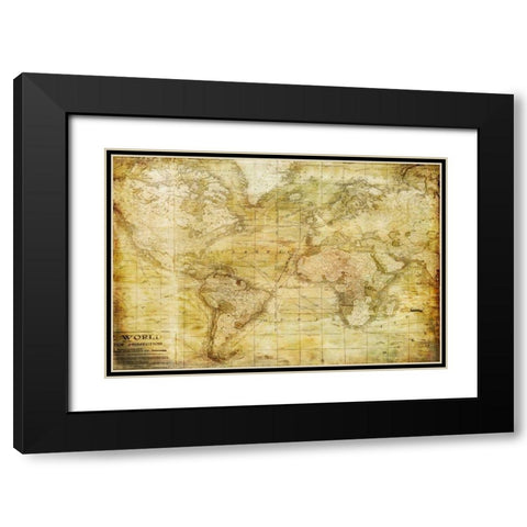 Vintage Map Black Modern Wood Framed Art Print with Double Matting by Murdock, Ramona