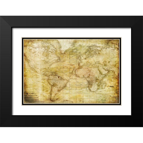 Vintage Map Black Modern Wood Framed Art Print with Double Matting by Murdock, Ramona
