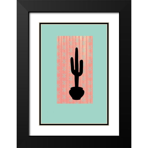 Saguaro Silhouette Black Modern Wood Framed Art Print with Double Matting by Murdock, Ramona