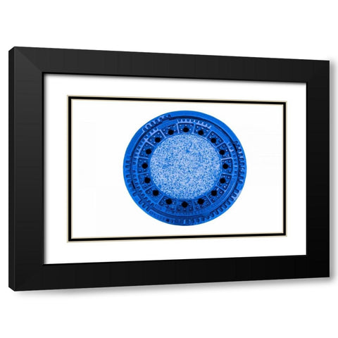 Man Hole Cover in Blue Black Modern Wood Framed Art Print with Double Matting by Murdock, Ramona