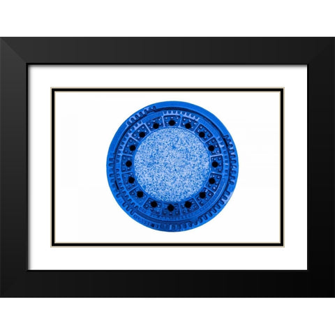 Man Hole Cover in Blue Black Modern Wood Framed Art Print with Double Matting by Murdock, Ramona