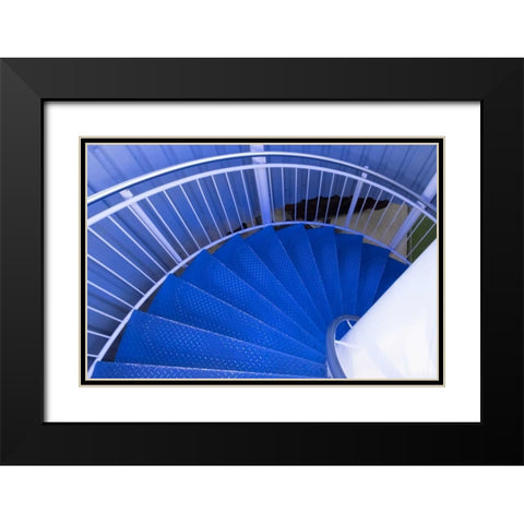 Blue Stairs Black Modern Wood Framed Art Print with Double Matting by Murdock, Ramona