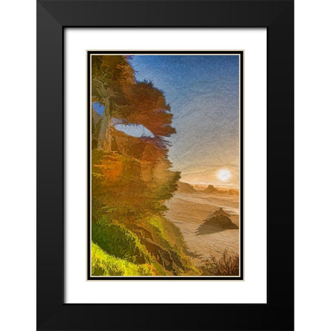 Beach Sunset Black Modern Wood Framed Art Print with Double Matting by Murdock, Ramona