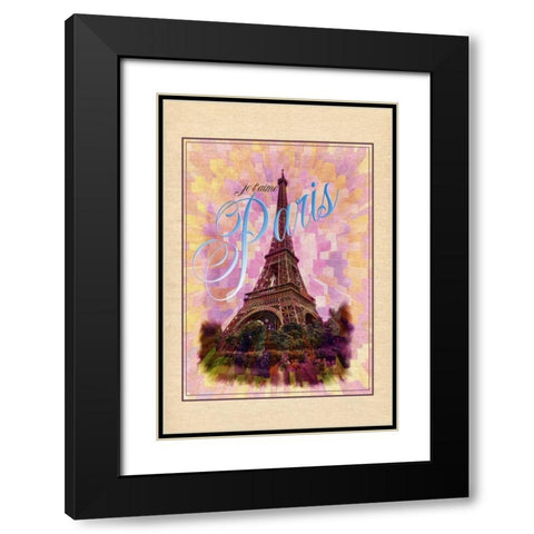 Je Taime Paris Black Modern Wood Framed Art Print with Double Matting by Murdock, Ramona