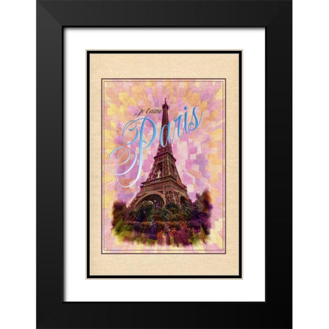 Je Taime Paris Black Modern Wood Framed Art Print with Double Matting by Murdock, Ramona