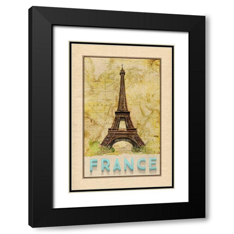 Travel France Black Modern Wood Framed Art Print with Double Matting by Murdock, Ramona