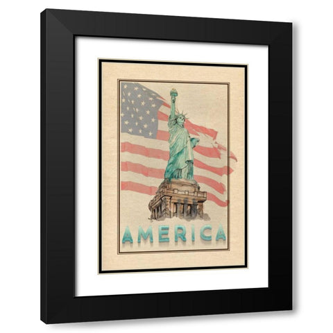 Travel America Black Modern Wood Framed Art Print with Double Matting by Murdock, Ramona