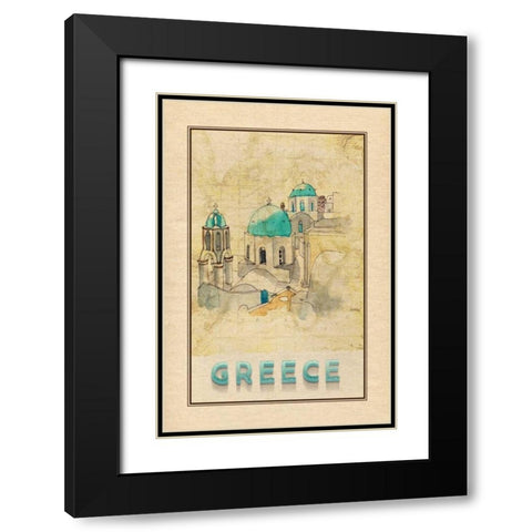 Travel Greece Black Modern Wood Framed Art Print with Double Matting by Murdock, Ramona