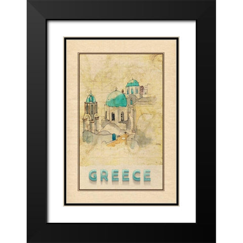 Travel Greece Black Modern Wood Framed Art Print with Double Matting by Murdock, Ramona