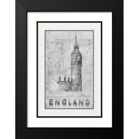 Travel England Black Modern Wood Framed Art Print with Double Matting by Murdock, Ramona