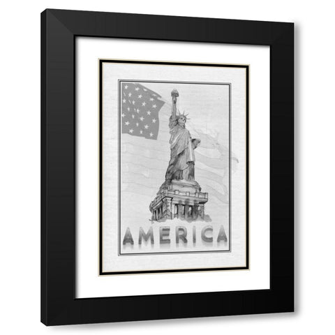 Travel America Black Modern Wood Framed Art Print with Double Matting by Murdock, Ramona