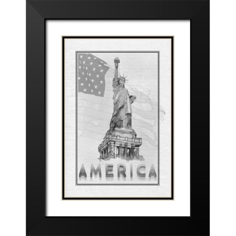 Travel America Black Modern Wood Framed Art Print with Double Matting by Murdock, Ramona