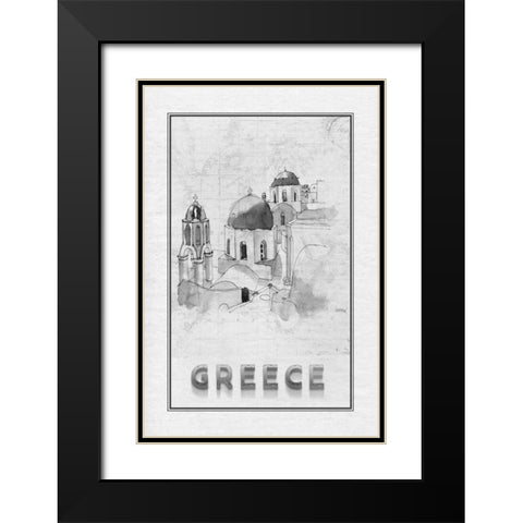 Travel Greece Black Modern Wood Framed Art Print with Double Matting by Murdock, Ramona