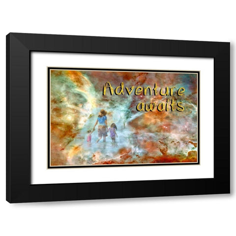 Adventure Awaits Black Modern Wood Framed Art Print with Double Matting by Murdock, Ramona