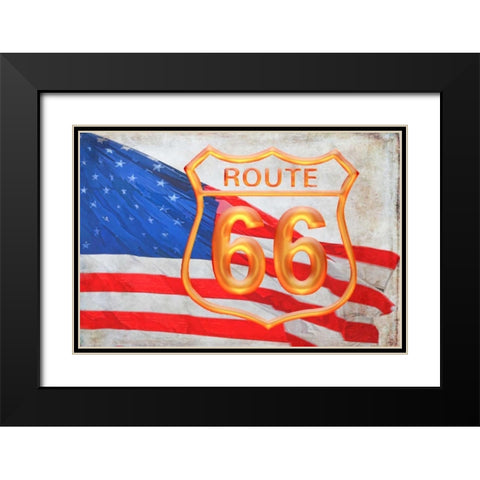 Route 66 Black Modern Wood Framed Art Print with Double Matting by Murdock, Ramona