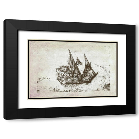 Primitive Frigate III Black Modern Wood Framed Art Print with Double Matting by Murdock, Ramona