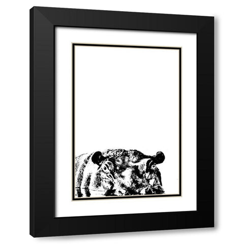 Happy Hippo Black Modern Wood Framed Art Print with Double Matting by Murdock, Ramona