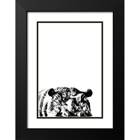 Happy Hippo Black Modern Wood Framed Art Print with Double Matting by Murdock, Ramona