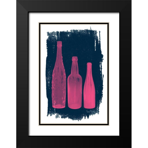 Pink on Navy Black Modern Wood Framed Art Print with Double Matting by Murdock, Ramona