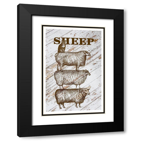 Sheep Black Modern Wood Framed Art Print with Double Matting by Murdock, Ramona