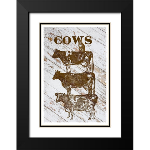 Cows Black Modern Wood Framed Art Print with Double Matting by Murdock, Ramona