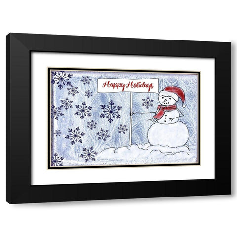 Happy Holidays Black Modern Wood Framed Art Print with Double Matting by Murdock, Ramona