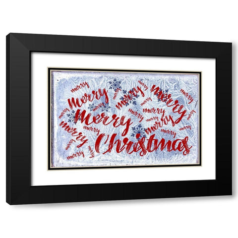 Merry Merry Christmas Black Modern Wood Framed Art Print with Double Matting by Murdock, Ramona