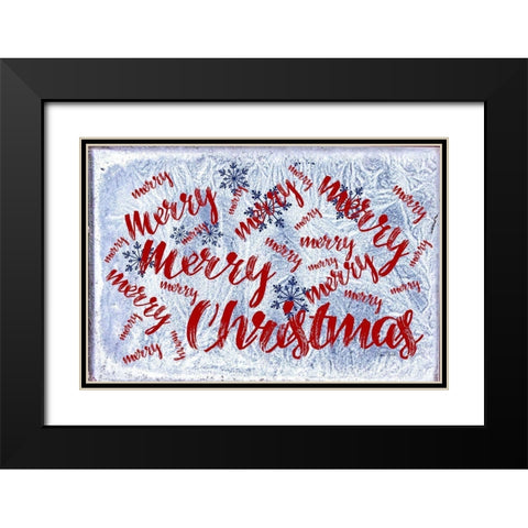 Merry Merry Christmas Black Modern Wood Framed Art Print with Double Matting by Murdock, Ramona