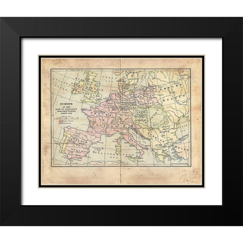 Vintage Napoleon Empire Map Black Modern Wood Framed Art Print with Double Matting by Murdock, Ramona
