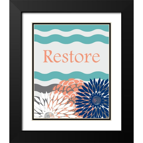 Restore Waves Black Modern Wood Framed Art Print with Double Matting by Murdock, Ramona