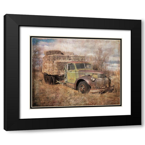 Vintage Hay Truck Black Modern Wood Framed Art Print with Double Matting by Murdock, Ramona