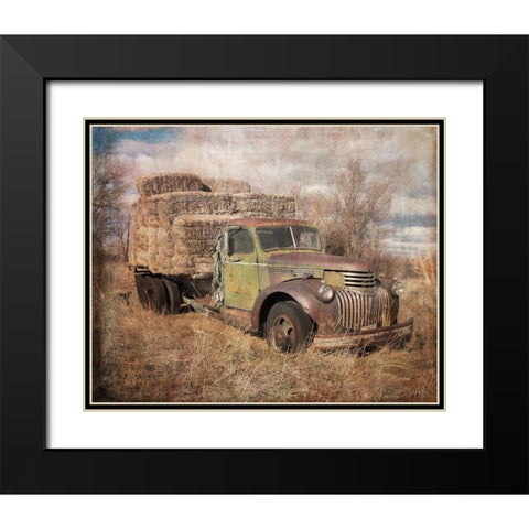 Vintage Hay Truck Black Modern Wood Framed Art Print with Double Matting by Murdock, Ramona