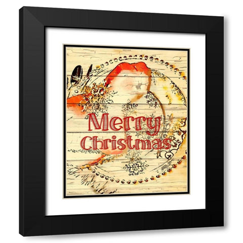 Merry Christmas Black Modern Wood Framed Art Print with Double Matting by Murdock, Ramona