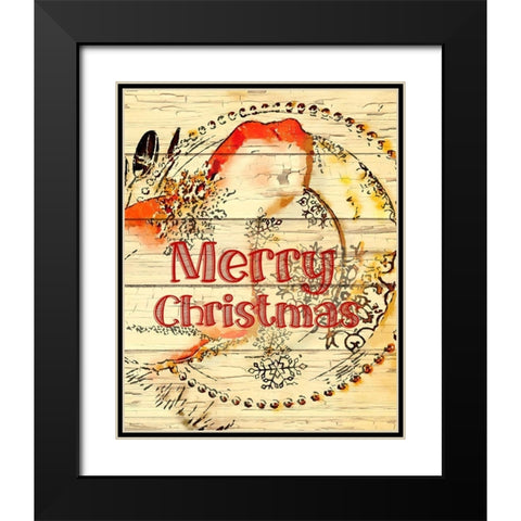 Merry Christmas Black Modern Wood Framed Art Print with Double Matting by Murdock, Ramona