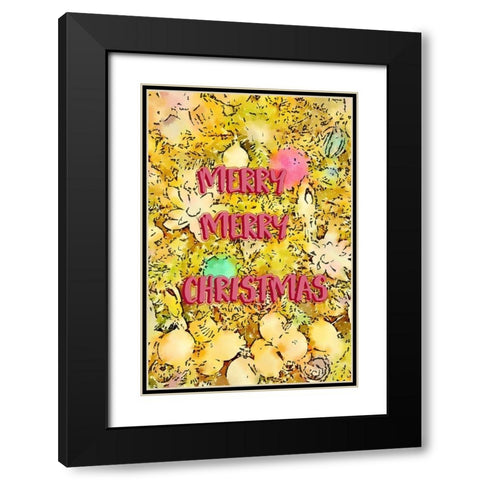 Merry Merry Christmas Black Modern Wood Framed Art Print with Double Matting by Murdock, Ramona