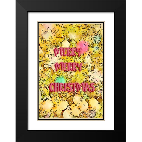 Merry Merry Christmas Black Modern Wood Framed Art Print with Double Matting by Murdock, Ramona