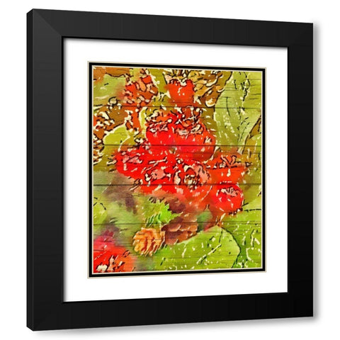 Holly and Berries Black Modern Wood Framed Art Print with Double Matting by Murdock, Ramona