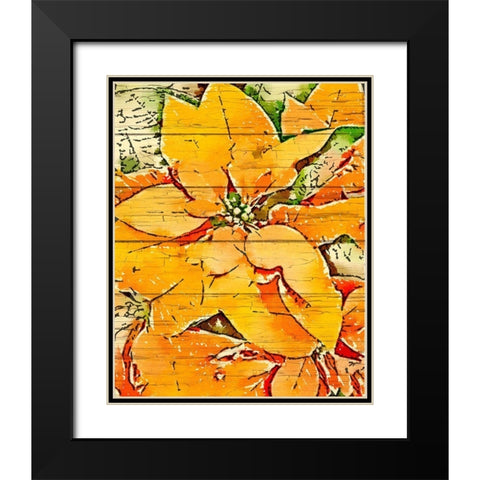 Poinsettia Gold Black Modern Wood Framed Art Print with Double Matting by Murdock, Ramona