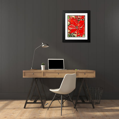 Poinsettia Red Black Modern Wood Framed Art Print with Double Matting by Murdock, Ramona