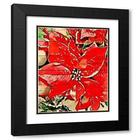 Poinsettia Red Black Modern Wood Framed Art Print with Double Matting by Murdock, Ramona