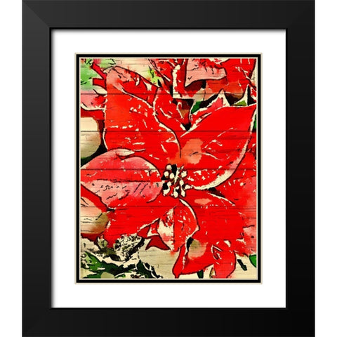 Poinsettia Red Black Modern Wood Framed Art Print with Double Matting by Murdock, Ramona